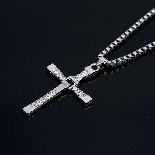 Dominic Toretto “The Fast and The Furious” Vin Diesel Inspired Crystal Jesus Cross Pendant Necklace