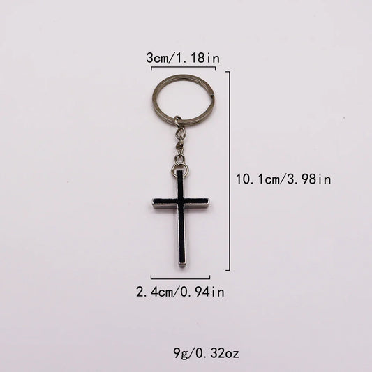 Couple Cross Keychain – Simple Metal Pendant for Bags, Cars & Gifts