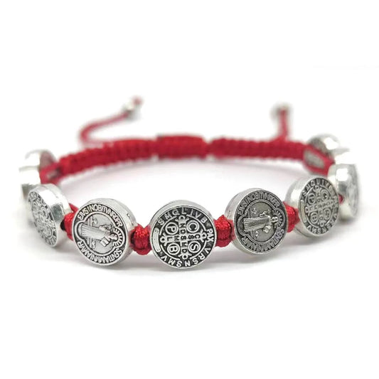 Vintage Virgin Mary & Jesus Exorcist Bracelet – Hand-Woven Adjustable Religious Jewelry for Men