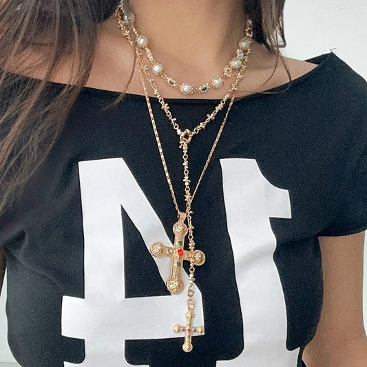 Ingemark Luxury Rhinestone & Imitation Pearl Beads Necklace