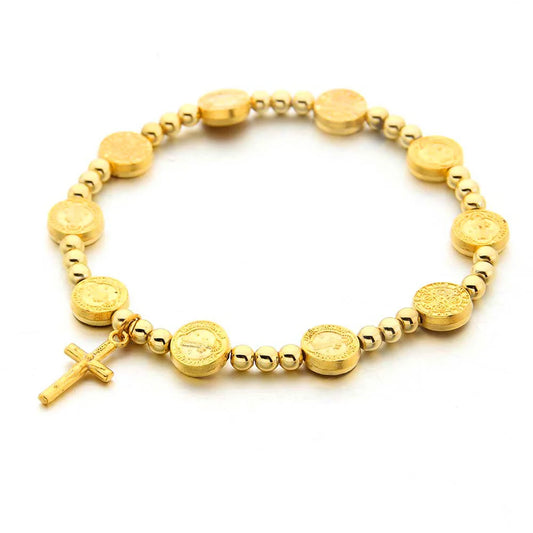 Saint Benedict Round Beads Bracelet – Cross Pendant Religious Jewelry for Men & Women
