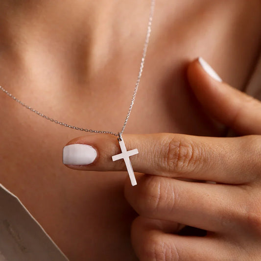 Fashion Stainless Steel Cross Necklace – Gold & Silver Color Jewelry for Men & Women