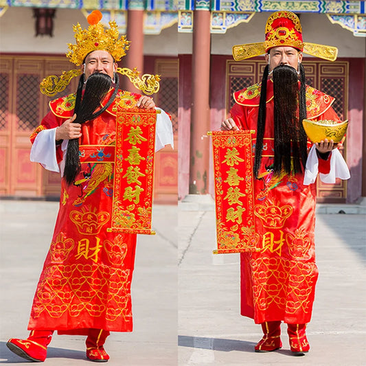 God of Wealth Cosplay Costume – Full Set with Hat for Men & Women