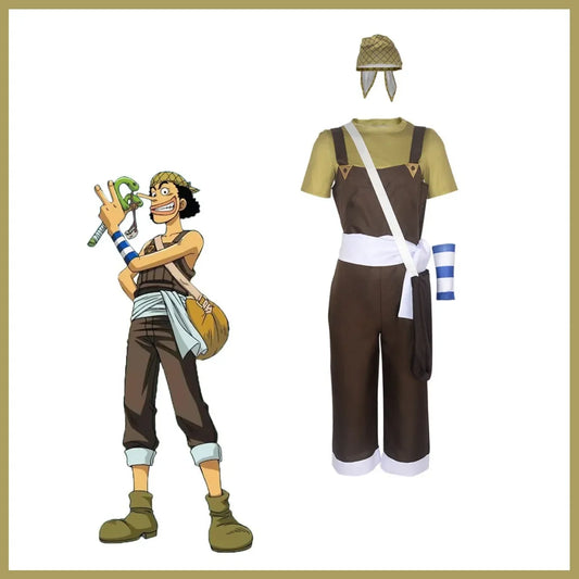 Anime GOD Usopp Cosplay Costume – Full Set Romper, Wig & Accessories for Men