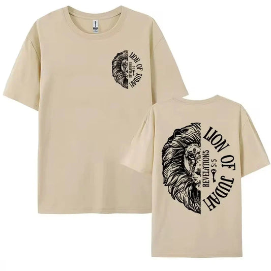 Lion of Judah "Jesus Loves You" T-Shirt – Aesthetic Christian Oversized Tee for Men & Women