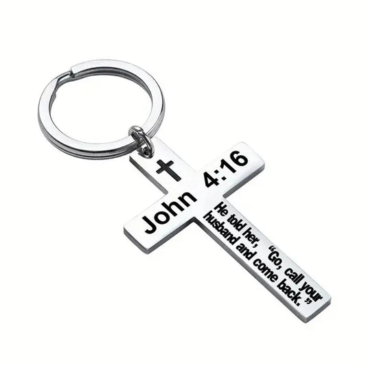 Christian Bible Verse Cross Pendant Keychain