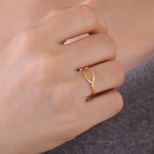 COOLTIME Ichthus Jesus Fish Ring – Stainless Steel Christian Amulet for Women