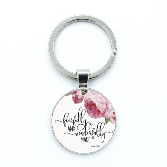 Give Thanks With A Grateful Heart Keychain – Bible Verse Glass Cabochon Charm Gift
