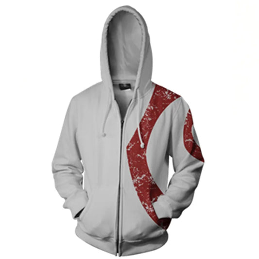 God of War Kratos 3D Print Hoodie – Pullover/Zipper Cosplay Sweatshirt for Gamers