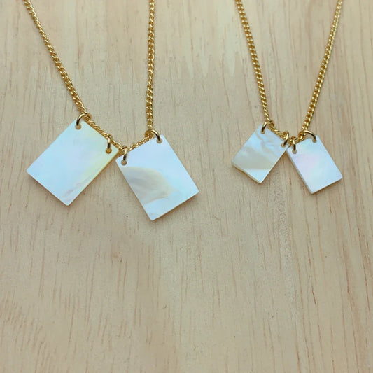 Jesus & Virgin Mary Scapular Necklace – Stainless Steel Mother of Pearl Pendant for Women