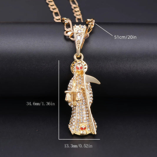 Stylish Santa Muerte Pendant Necklace – Unique Religious Jewelry for Men & Women