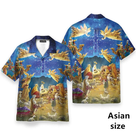 3D Printed God Jesus Pattern Hawaiian Beach Shirt – Casual Aloha Shirt for Men & Unisex Wear
