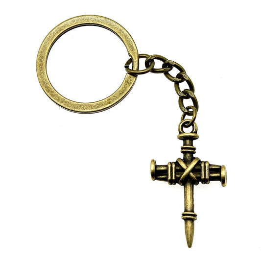Vintage Jesus Christianity Cross Keychain – Handmade Car Accessory & DIY Jewelry for Men